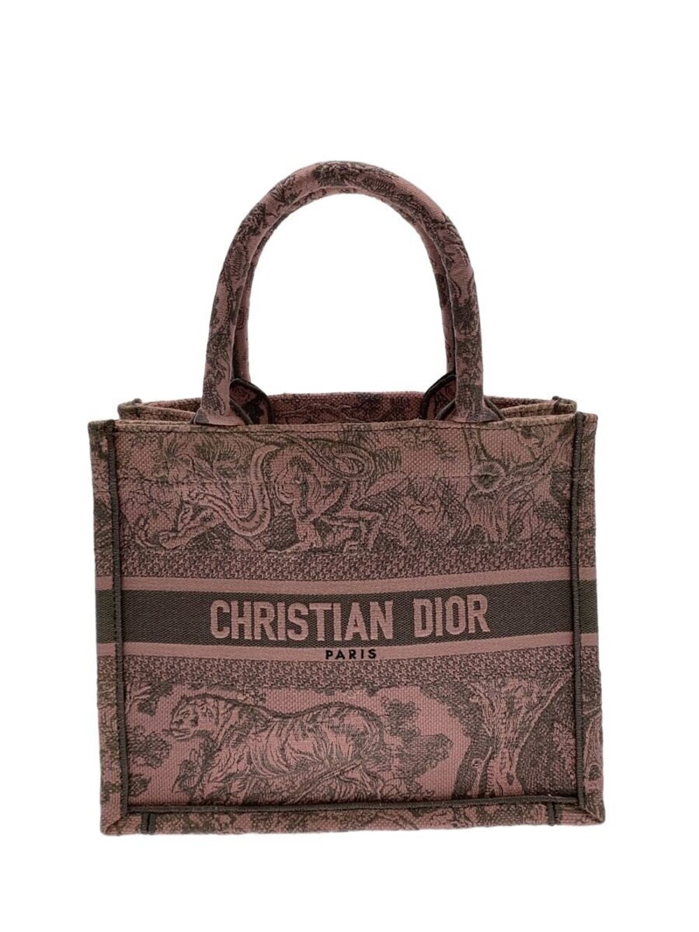 Christian Dior Book Tote Bag Canvas Pink All over